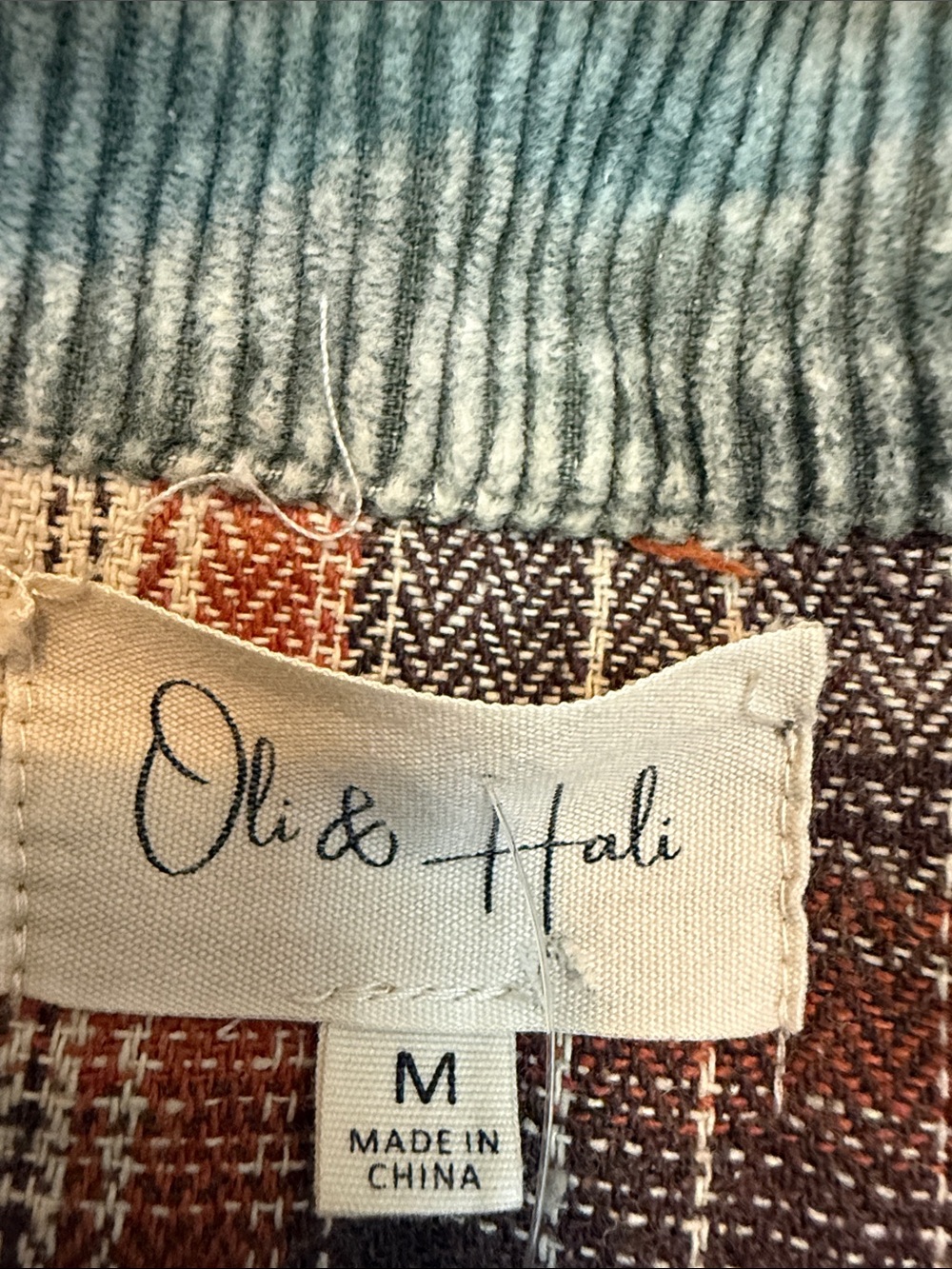 Oli & Hali Patchwork Plaid & Corduroy Long Jacket - Multi - Picture 2 of 16